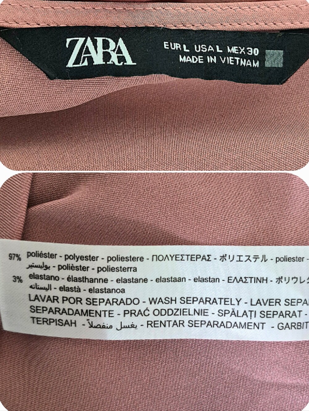 Zara Pink Satin Slip Midi Dress L Cowl Neck Button Slit Cocktail Wedding Guest - Picture 15 of 15